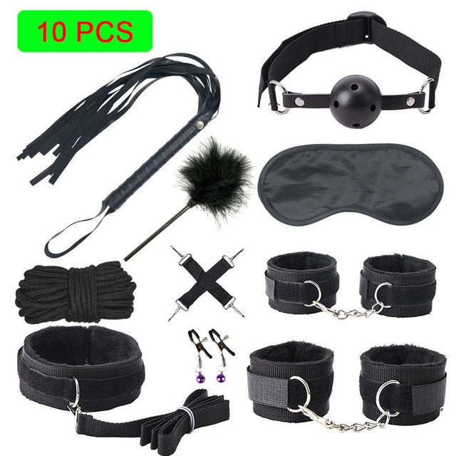 Exotic Sex Products For Adults Games Leather Bondage BDSM Kits Handcuffs Sex Toys Whip Gag Tail Plug Women Sex Accessories