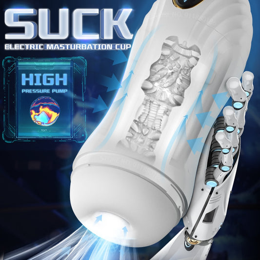 Automatic Sucking Male Masturbator One Click Orgasm with 5 Suction & 10 Vibration Modes Real Vaginal Pussy Oral Sex Toys for Men