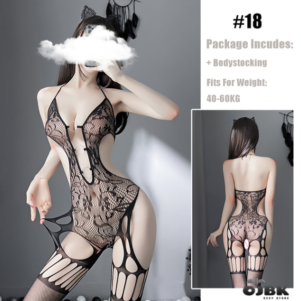 OJBK Sexy Lingerie 16 Types Teddies Bodysuit Erotic Outfit Open Crotch Stretch Mesh Body Stockings Porn Underwear Costume 0514