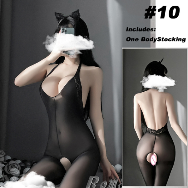 OJBK Sexy Lingerie 16 Types Teddies Bodysuit Erotic Outfit Open Crotch Stretch Mesh Body Stockings Porn Underwear Costume 0514