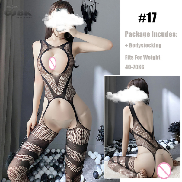 OJBK Sexy Lingerie 16 Types Teddies Bodysuit Erotic Outfit Open Crotch Stretch Mesh Body Stockings Porn Underwear Costume 0514