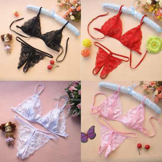 Women Lingerie Underwear Set Sexy Lace Transparent Bra G-String