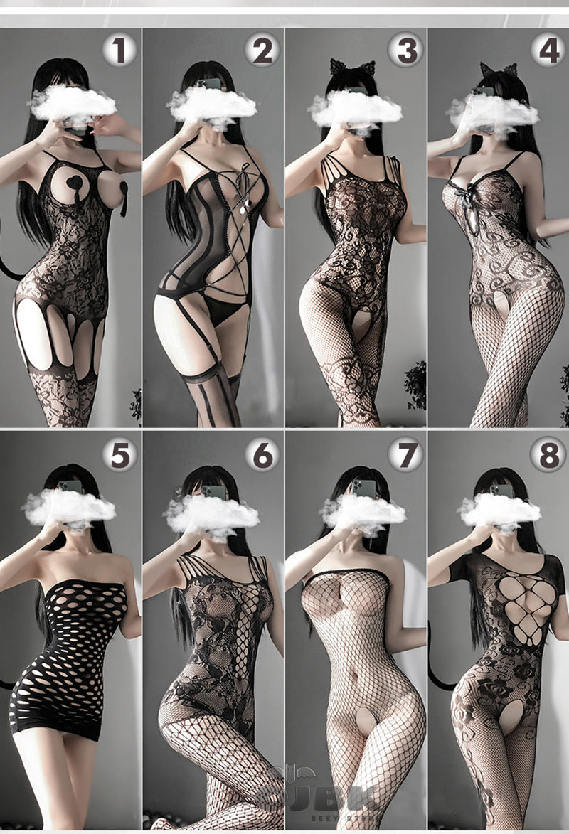 OJBK Sexy Lingerie 16 Types Teddies Bodysuit Erotic Outfit Open Crotch Stretch Mesh Body Stockings Porn Underwear Costume 0514