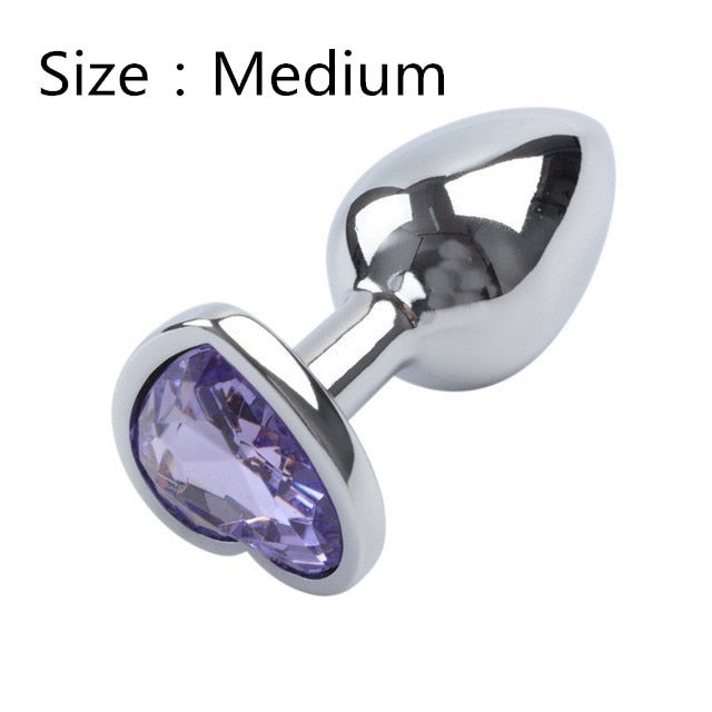 Heart shaped metal anal plug Sex Toys Stainless Smooth Steel Butt Plug Tail Crystal Jewelry Trainer For Women/Man Anal Dildo