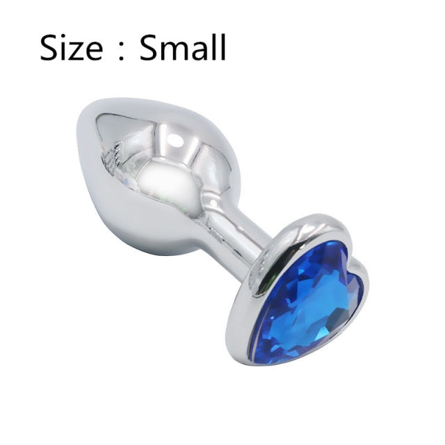 Heart shaped metal anal plug Sex Toys Stainless Smooth Steel Butt Plug Tail Crystal Jewelry Trainer For Women/Man Anal Dildo