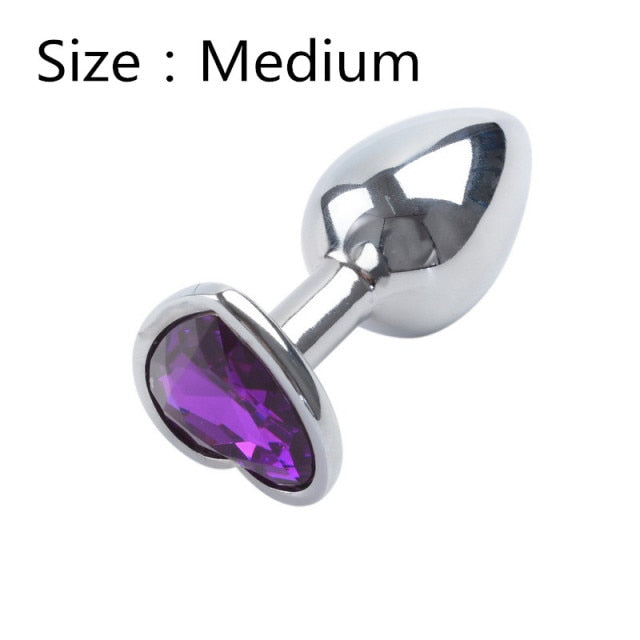 Heart shaped metal anal plug Sex Toys Stainless Smooth Steel Butt Plug Tail Crystal Jewelry Trainer For Women/Man Anal Dildo