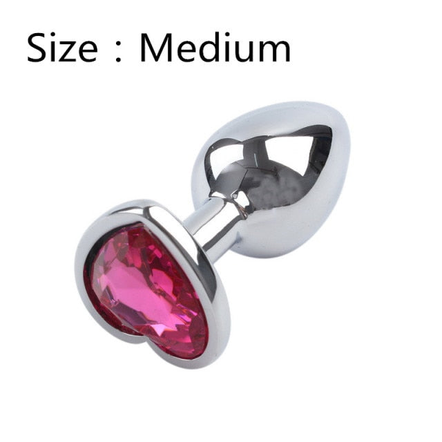 Heart shaped metal anal plug Sex Toys Stainless Smooth Steel Butt Plug Tail Crystal Jewelry Trainer For Women/Man Anal Dildo