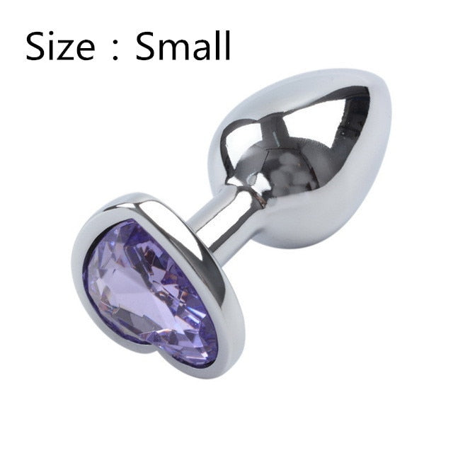 Heart shaped metal anal plug Sex Toys Stainless Smooth Steel Butt Plug Tail Crystal Jewelry Trainer For Women/Man Anal Dildo