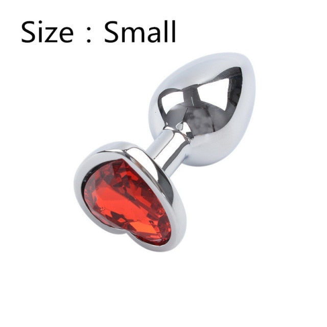 Heart shaped metal anal plug Sex Toys Stainless Smooth Steel Butt Plug Tail Crystal Jewelry Trainer For Women/Man Anal Dildo