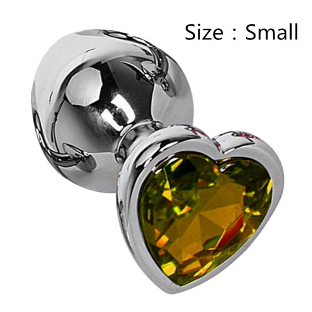 Heart shaped metal anal plug Sex Toys Stainless Smooth Steel Butt Plug Tail Crystal Jewelry Trainer For Women/Man Anal Dildo